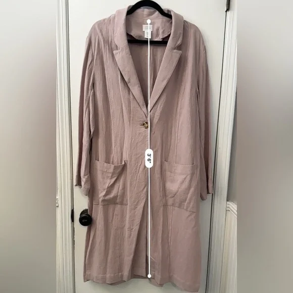 Sigrid Olsen Linen Blend Duster Coat Soft Blush Lightweight Jacket Size M - Picture 12 of 13